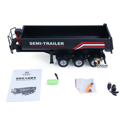 HUINA 1/18 Electric Lifting Remote Control Semi Dump Trailer for RC Tractor Truck 1501 Tail Light Support Leg No Sound System