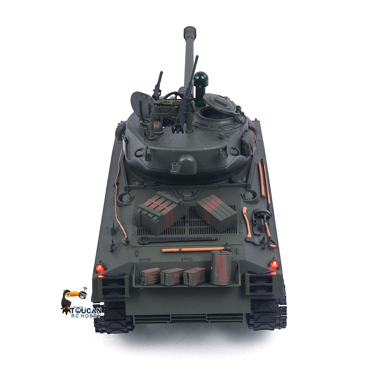 360 Rotation 1/16 Remote Control Tank Sherman M4A3 IR BB 76MM Barrel Elevation Smoke Unit Metal Chassis Tracks Road Wheels