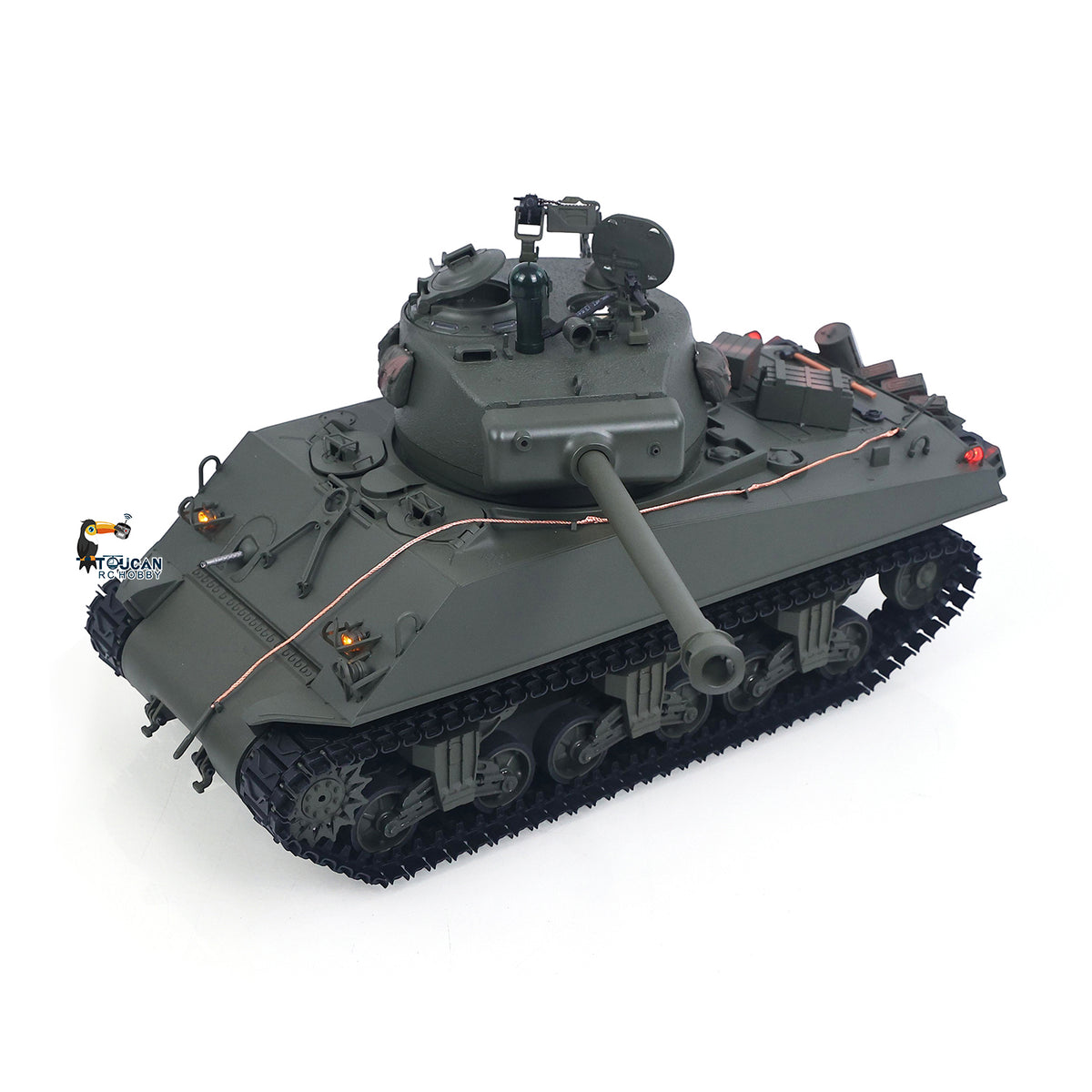 360 Rotation 1/16 Remote Control Tank Sherman M4A3 IR BB 76MM Barrel Elevation Smoke Unit Metal Chassis Tracks Road Wheels