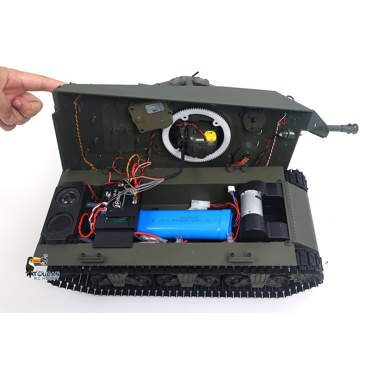 360 Rotation 1/16 Remote Control Tank Sherman M4A3 IR BB 76MM Barrel Elevation Smoke Unit Metal Chassis Tracks Road Wheels