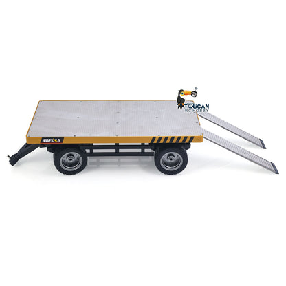 HUINA 1/10 2Axle Flatbed Trailer Manual Lifting Tail Board For 1/14 Electric Remote Control Forklift Model Light Sound Effect