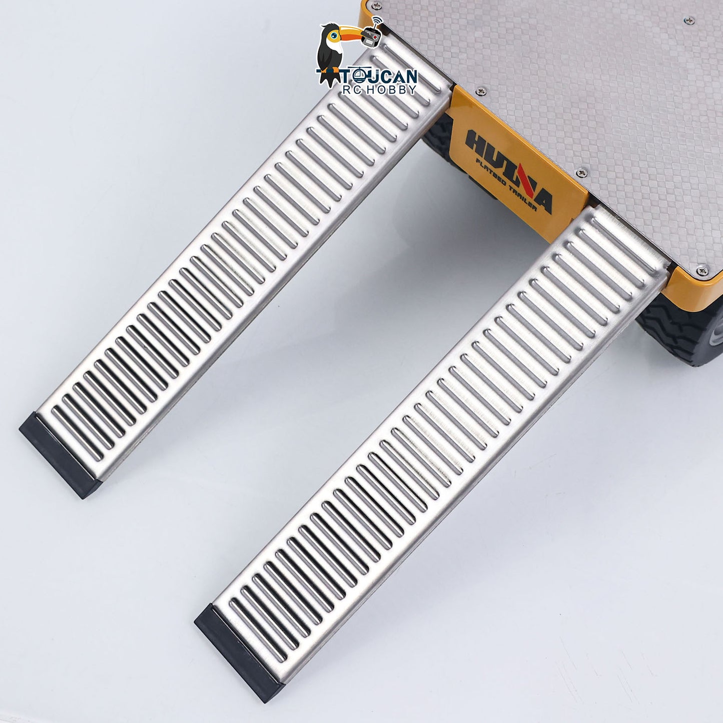 HUINA 1/10 2Axle Flatbed Trailer Manual Lifting Tail Board For 1/14 Electric Remote Control Forklift Model Light Sound Effect