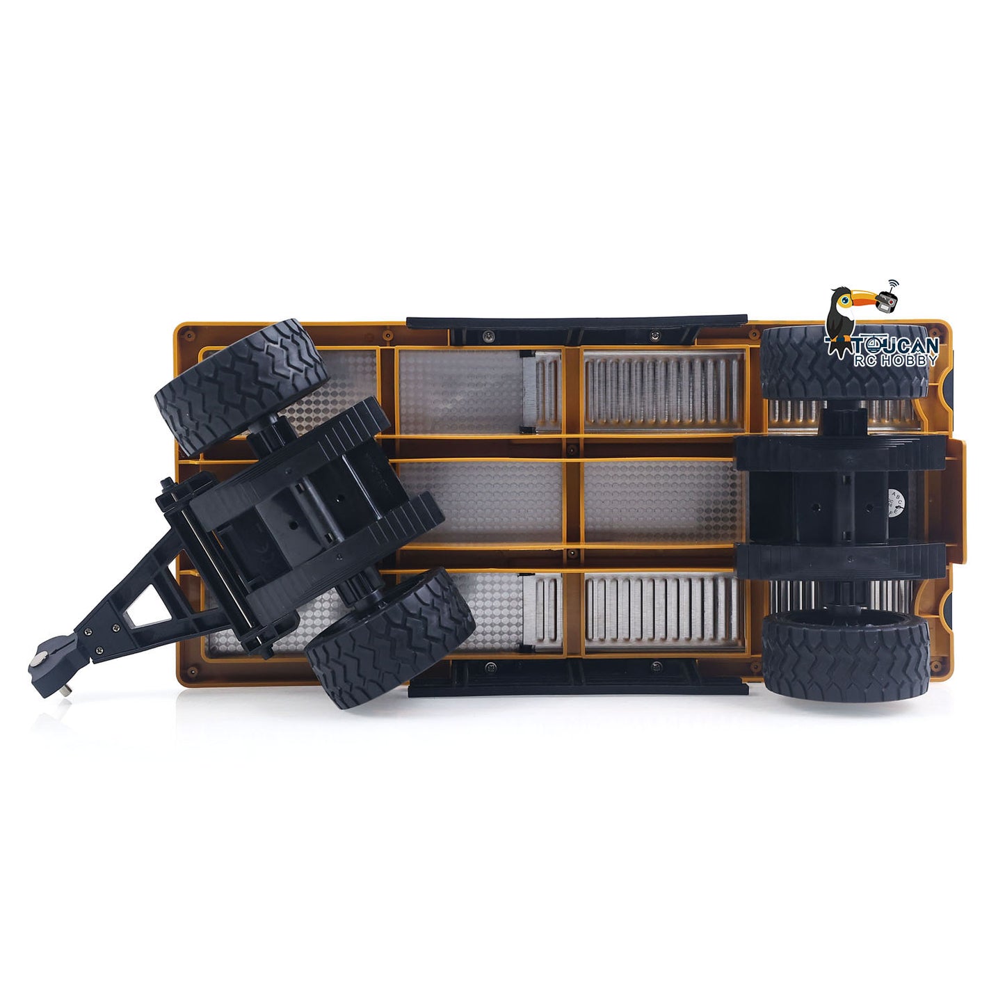 HUINA 1/10 2Axle Flatbed Trailer Manual Lifting Tail Board For 1/14 Electric Remote Control Forklift Model Light Sound Effect