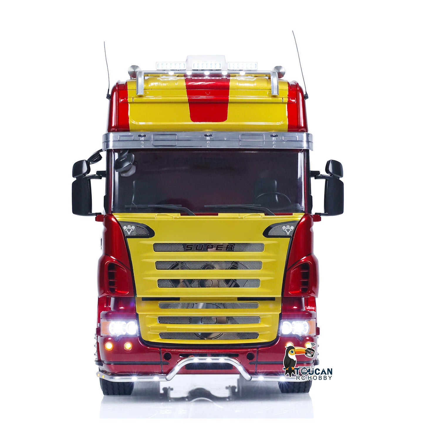TOUCAN Lackierter 1/14 RC Sattelzugmaschine Ferngesteuertes Automodell 6x6 Metallchassis 2-Gang-Getriebe Lichter Rauchantenne