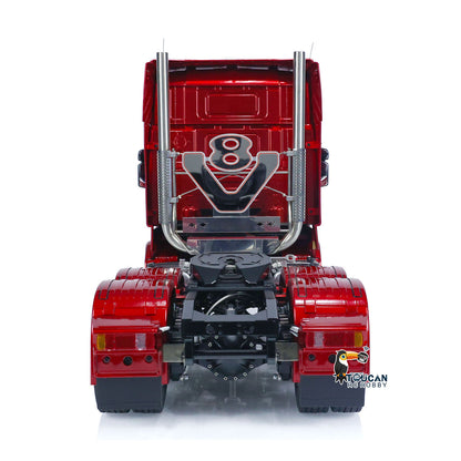 TOUCAN Lackierter 1/14 RC Sattelzugmaschine Ferngesteuertes Automodell 6x6 Metallchassis 2-Gang-Getriebe Lichter Rauchantenne