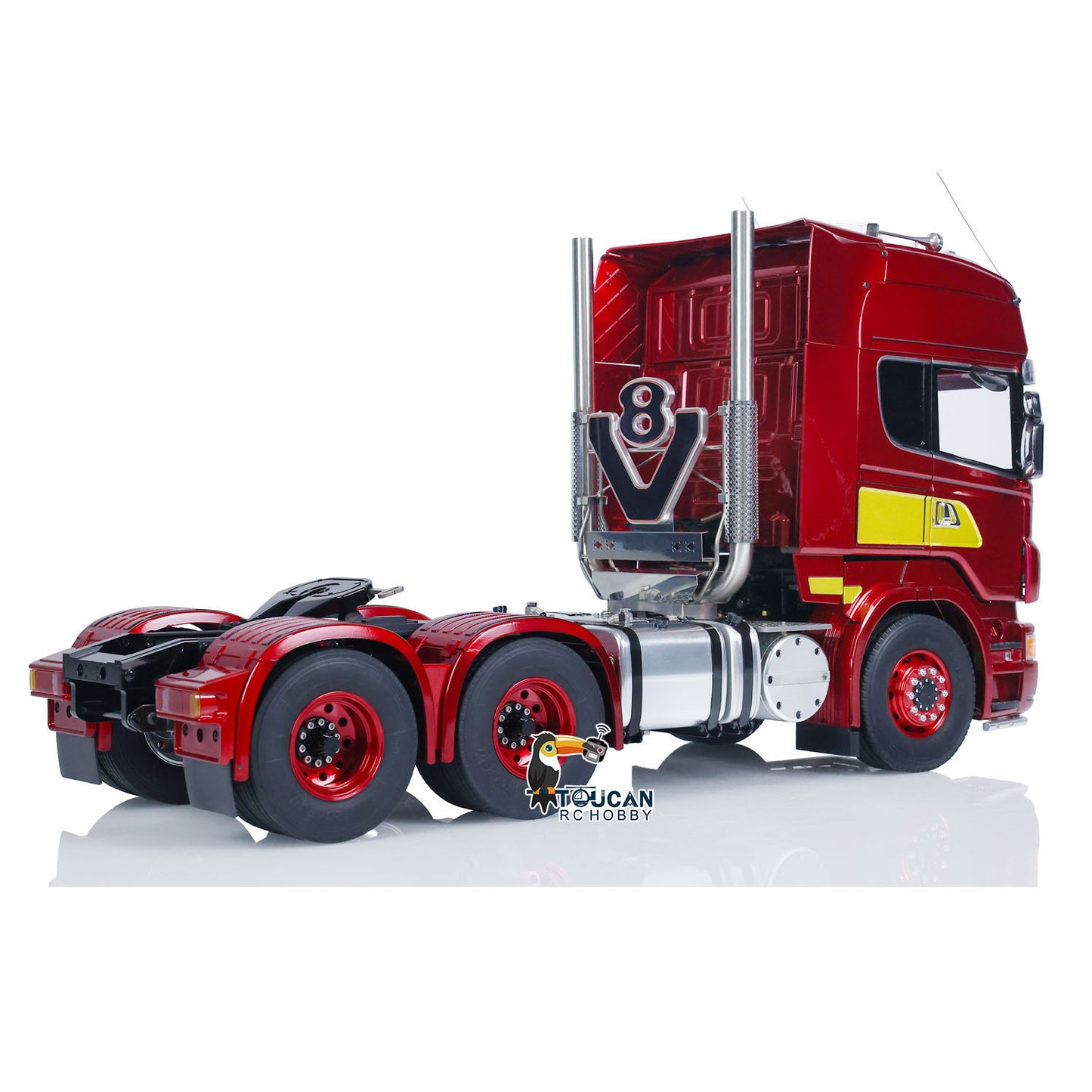 TOUCAN Lackierter 1/14 RC Sattelzugmaschine Ferngesteuertes Automodell 6x6 Metallchassis 2-Gang-Getriebe Lichter Rauchantenne