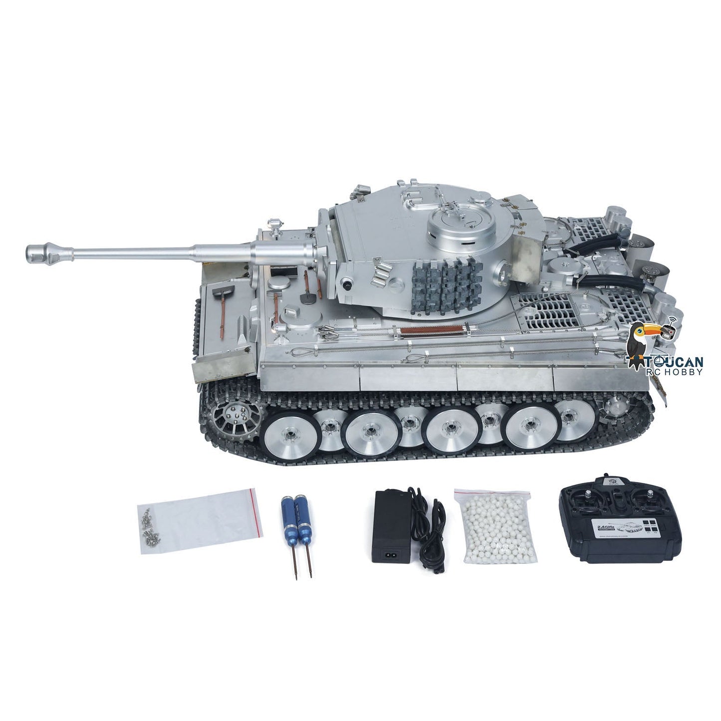 Henglong 2.4G 1/8 Full Metal German Tiger I RTR RC Tank 3818 Model FPV 360 Degrees Turret Barrel Recoil BB IR Smoke Sound Light