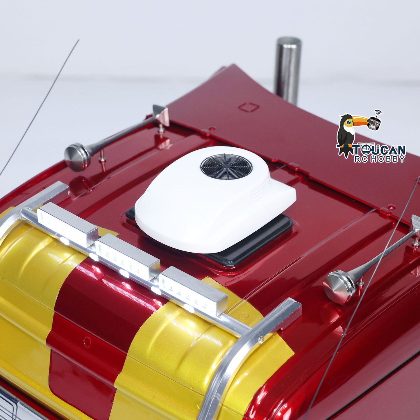 TOUCAN Lackierter 1/14 RC Sattelzugmaschine Ferngesteuertes Automodell 6x6 Metallchassis 2-Gang-Getriebe Lichter Rauchantenne