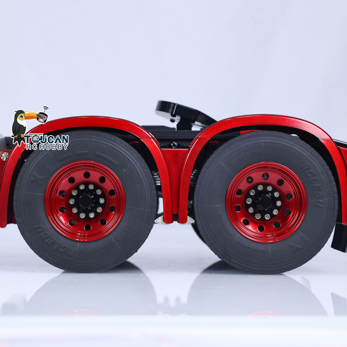 TOUCAN Lackierter 1/14 RC Sattelzugmaschine Ferngesteuertes Automodell 6x6 Metallchassis 2-Gang-Getriebe Lichter Rauchantenne