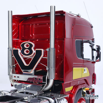 TOUCAN Lackierter 1/14 RC Sattelzugmaschine Ferngesteuertes Automodell 6x6 Metallchassis 2-Gang-Getriebe Lichter Rauchantenne