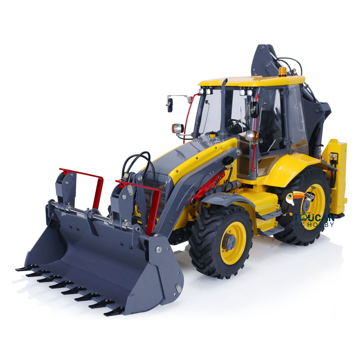 TOUCAN RC HOBBY 1/14 LESU RC Backhoe BL71 Loader Painted Metal Hydraulic 2 in 1 Electric Excavator W/ Light Sound System Receiver Motor Servo ESC