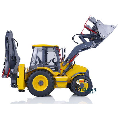 €150 OFF 11.11 BIG SALE LESU 1/14 Metal Hydraulic RC Backhoe Loader AOUE BL71 2 in 1 Electric Excavator