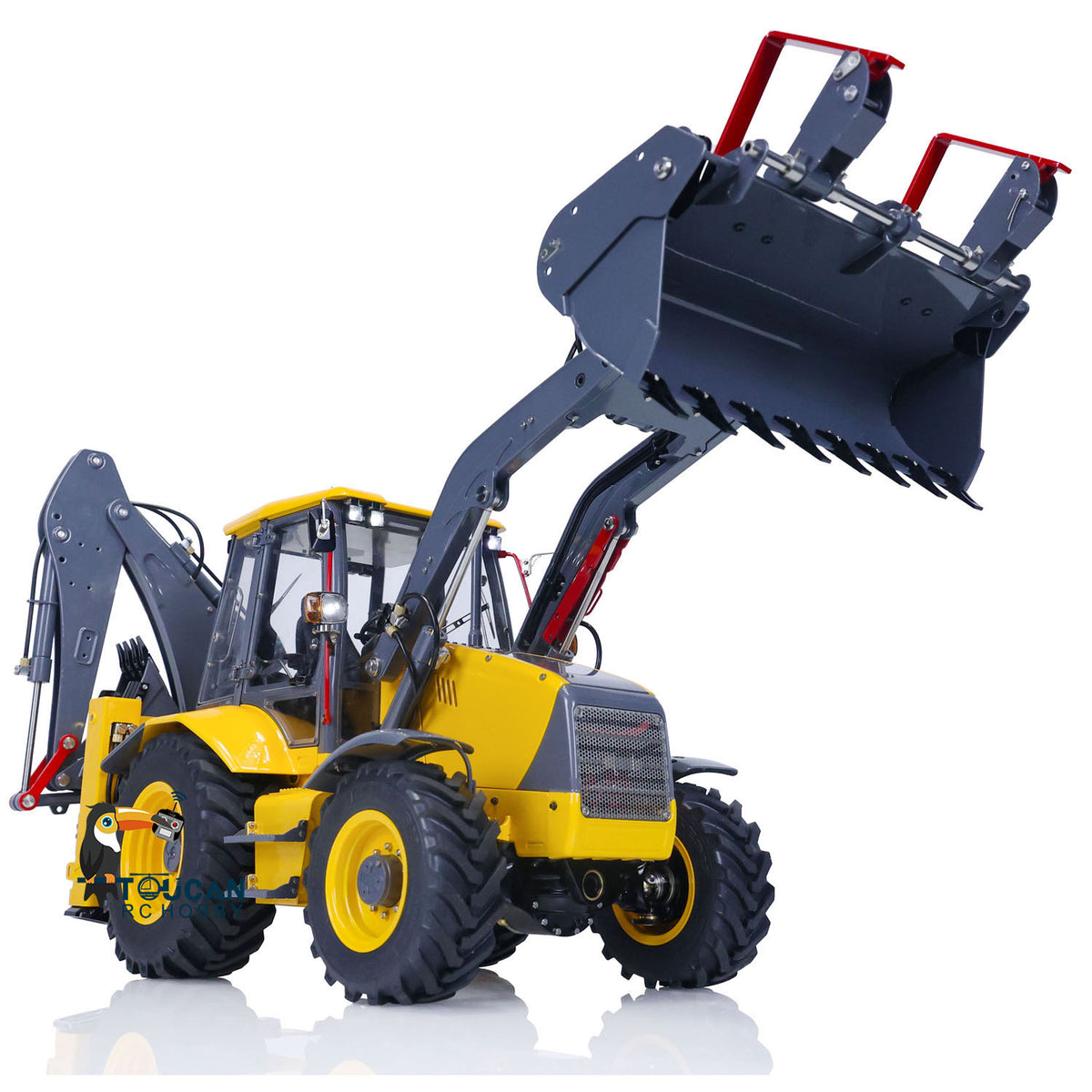 €150 OFF 11.11 BIG SALE LESU 1/14 Metal Hydraulic RC Backhoe Loader AOUE BL71 2 in 1 Electric Excavator