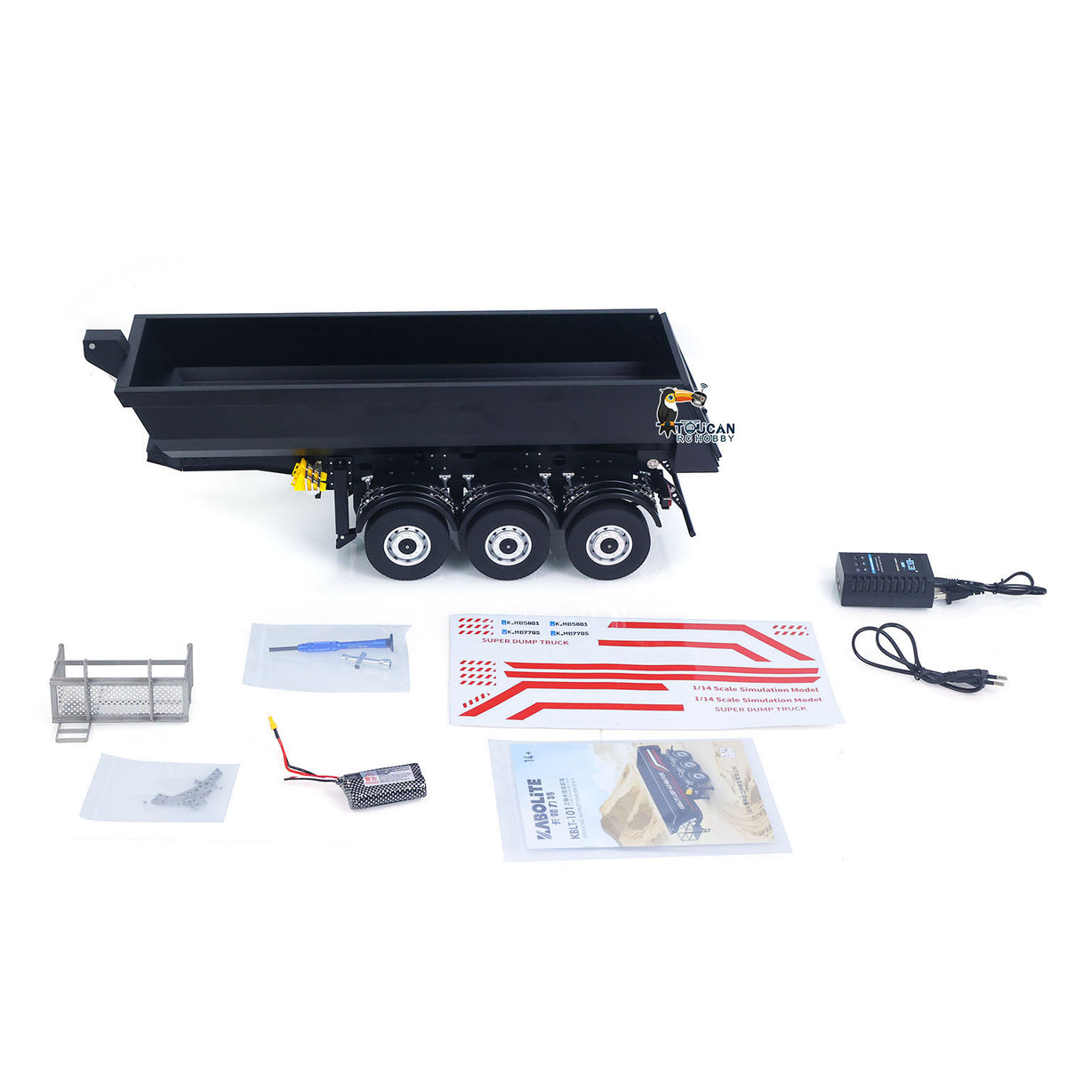 TOUCAN RC HOBBY Fast Free Shipping Kabolite 1/14 Metal Remote Control 3Axles Electric Lifting Semi Trailer Dumper for RC Tractor Truck SC 770S 100