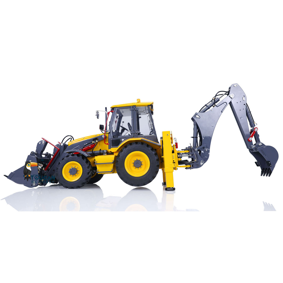 €150 OFF 11.11 BIG SALE LESU 1/14 Metal Hydraulic RC Backhoe Loader AOUE BL71 2 in 1 Electric Excavator