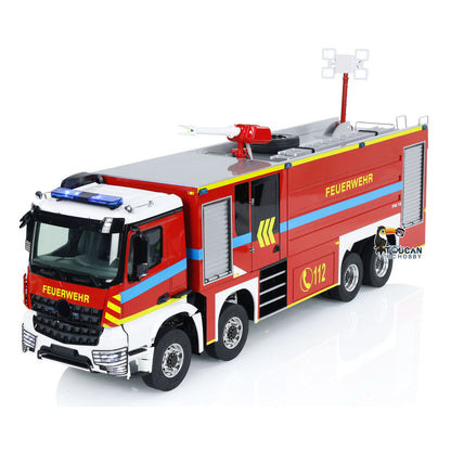 1/14 RC Feuerwehrauto 8x8 Funkgesteuertes Feuerwehrauto mit Licht und Sound Metallchassis 3-Gang-Getriebe Beleuchtungs- und Soundsystem