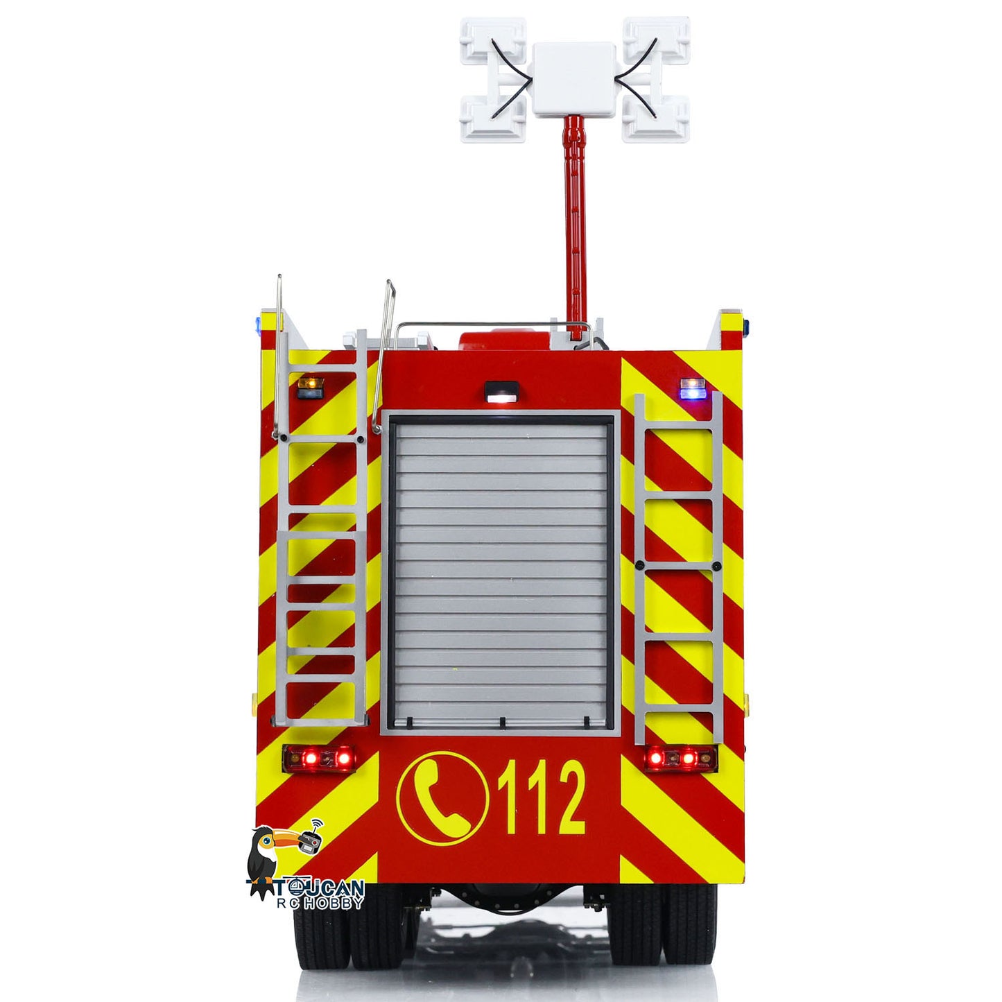 1/14 RC Feuerwehrauto 8x8 Funkgesteuertes Feuerwehrauto mit Licht und Sound Metallchassis 3-Gang-Getriebe Beleuchtungs- und Soundsystem