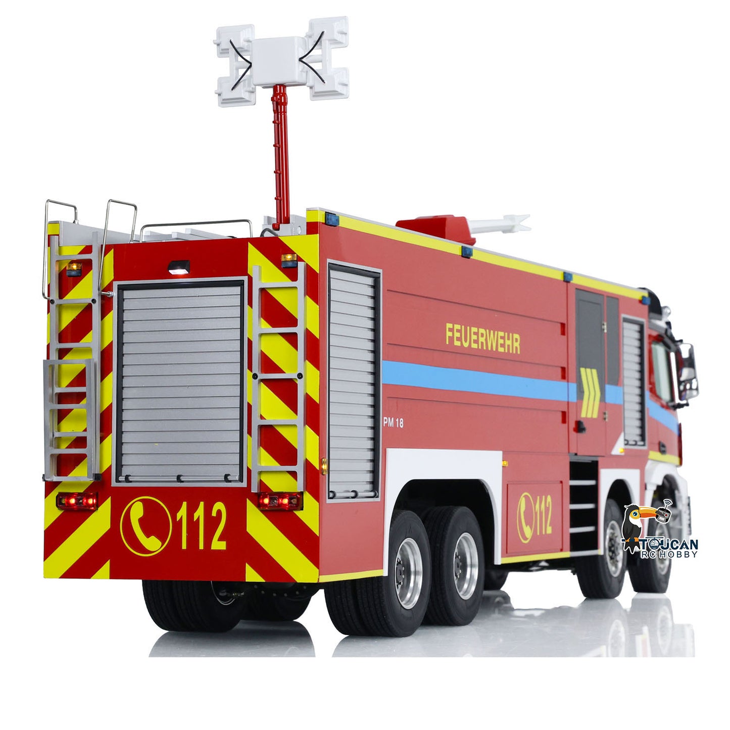 1/14 RC Feuerwehrauto 8x8 Funkgesteuertes Feuerwehrauto mit Licht und Sound Metallchassis 3-Gang-Getriebe Beleuchtungs- und Soundsystem