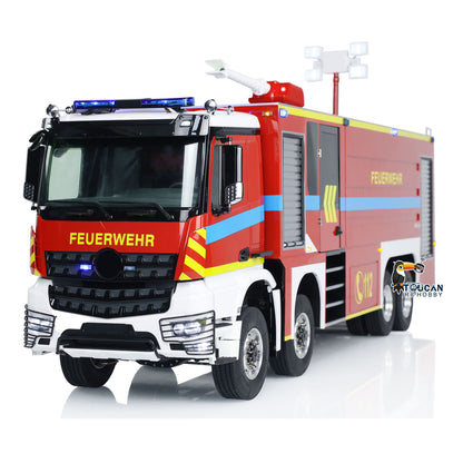 1/14 RC Feuerwehrauto 8x8 Funkgesteuertes Feuerwehrauto mit Licht und Sound Metallchassis 3-Gang-Getriebe Beleuchtungs- und Soundsystem