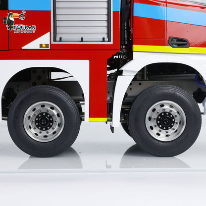 1/14 RC Feuerwehrauto 8x8 Funkgesteuertes Feuerwehrauto mit Licht und Sound Metallchassis 3-Gang-Getriebe Beleuchtungs- und Soundsystem