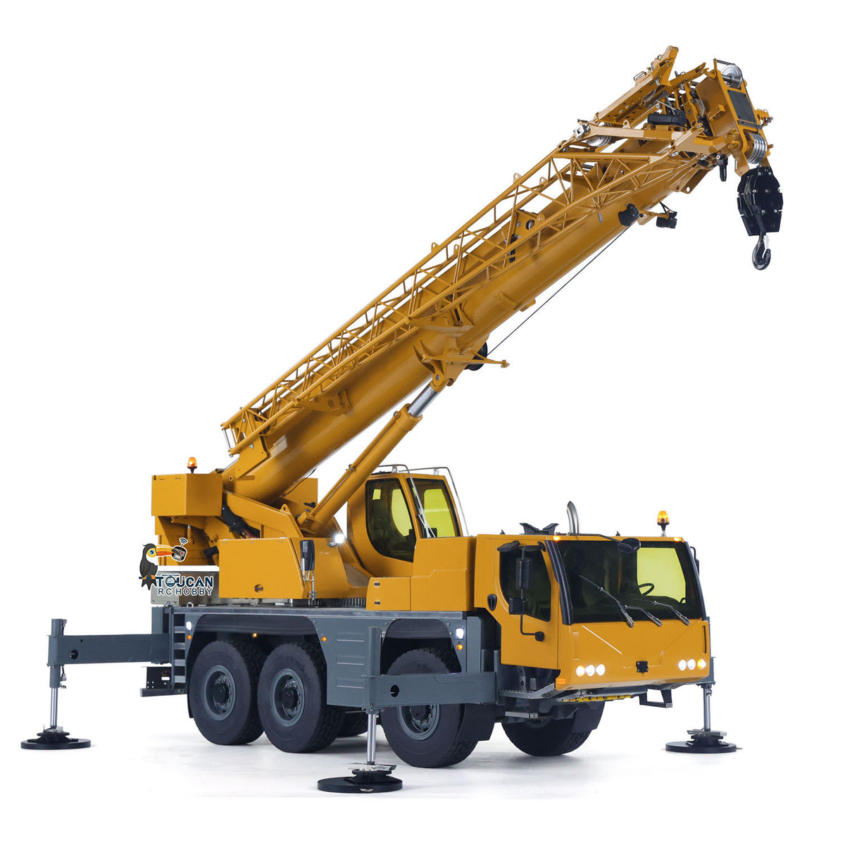 TOUCAN RC HOBBY Eyewhale D1050 1/14 Metal RC Hydraulic Mobile Crane Truck 3 Axles All Terrain Vehicle PL18EV Remote Controller for Model Enthusiasts