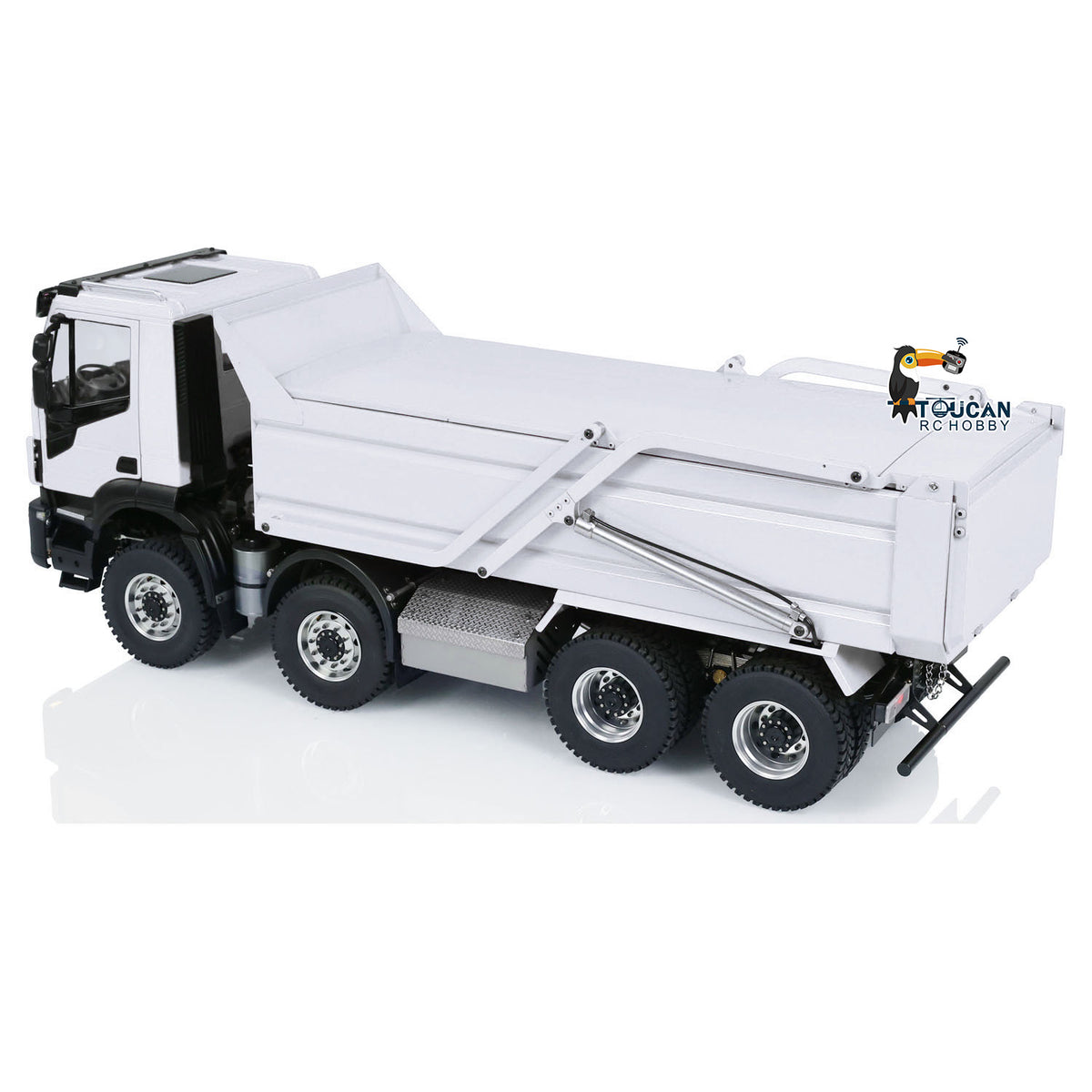 TOUCAN RC HOBBY Metal 1/14 8x4 Hydraulic RC Truck Remote Control Tipper Flip-over Cover Dumper Construction Truck Differential Lock Light Sound System
