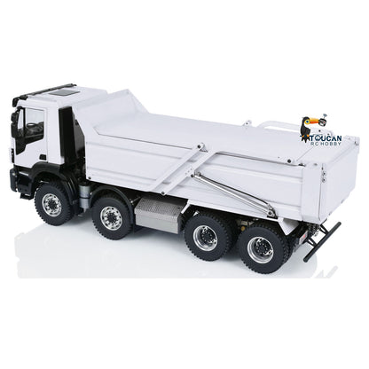 TOUCAN RC HOBBY Metal 1/14 8x4 Hydraulic RC Truck Remote Control Tipper Flip-over Cover Dumper Construction Truck Differential Lock Light Sound System