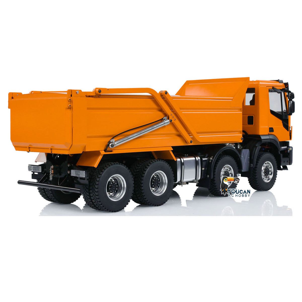 TOUCAN RC HOBBY Metal 1/14 8x4 Hydraulic RC Truck Remote Control Tipper Flip-over Cover Dumper Construction Truck Differential Lock Light Sound System