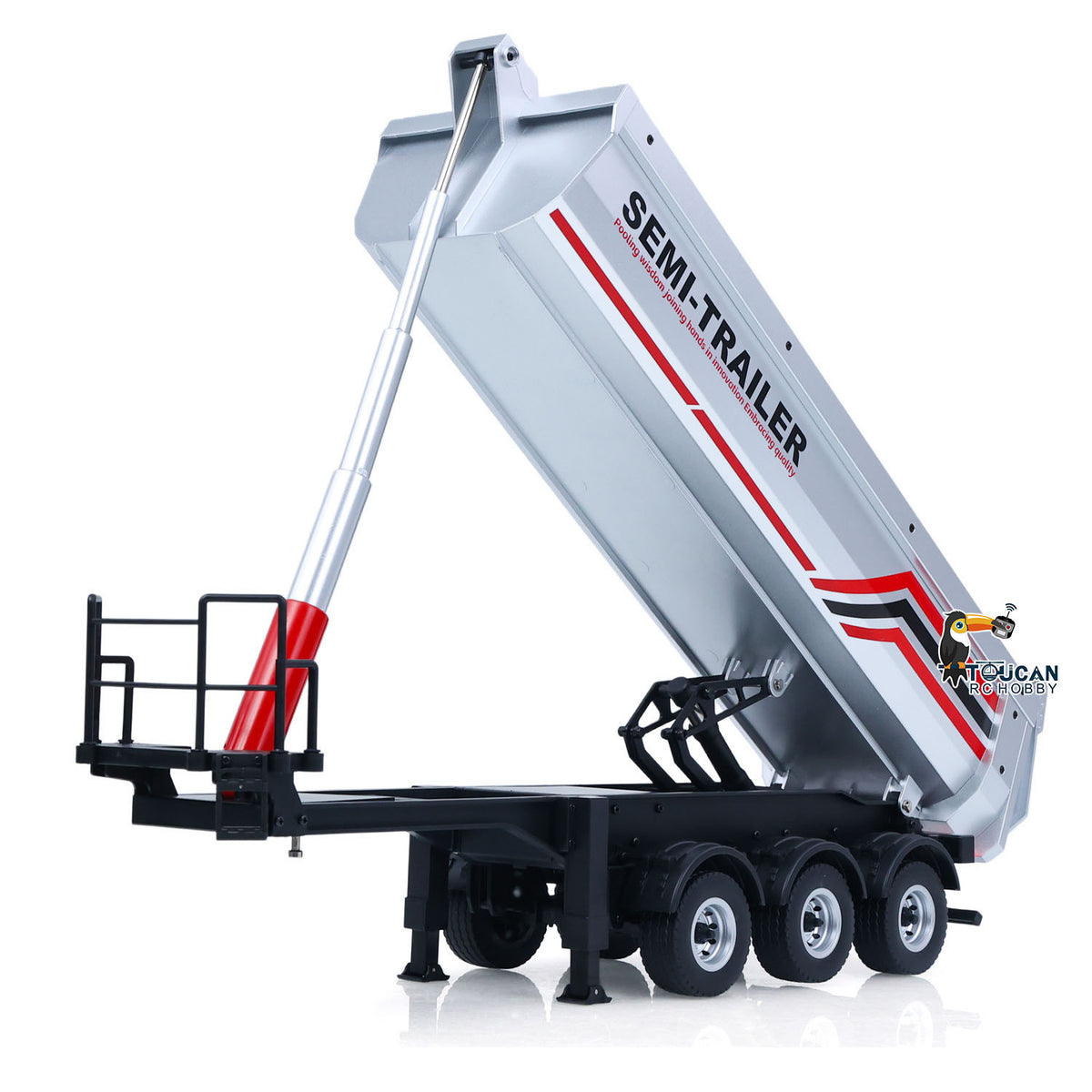 HUINA 1/18 Electric Lifting Remote Control Semi Dump Trailer for RC Tractor Truck 1501 Tail Light Support Leg No Sound System