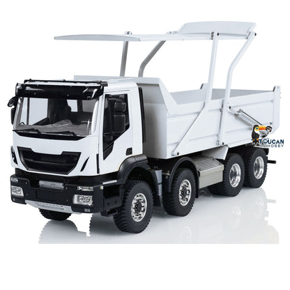 TOUCAN RC HOBBY Metal 1/14 8x4 Hydraulic RC Truck Remote Control Tipper Flip-over Cover Dumper Construction Truck Differential Lock Light Sound System