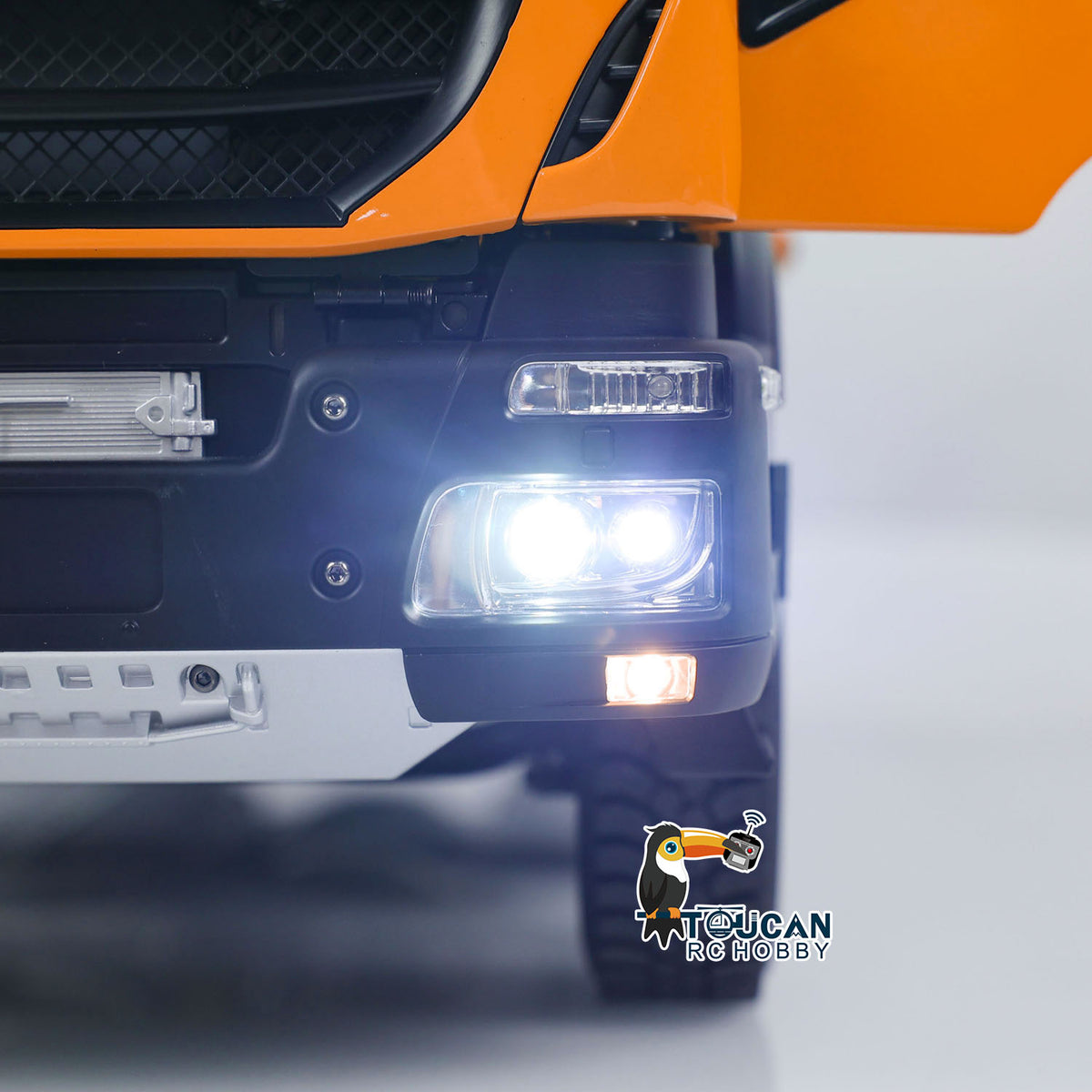 TOUCAN RC HOBBY Metal 1/14 8x4 Hydraulic RC Truck Remote Control Tipper Flip-over Cover Dumper Construction Truck Differential Lock Light Sound System