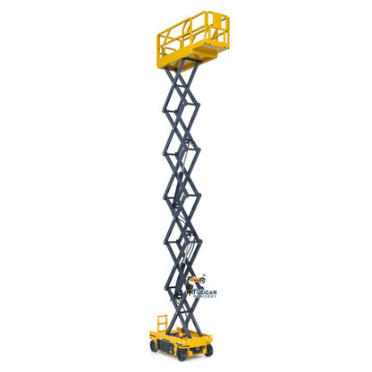 1/14 CNC Metal Remote Control Hydraulic Aerial Work Platform Self-propelled RC Model Reversing Sound Rotating Light Battery