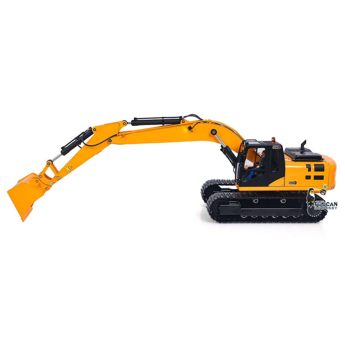 TOUCAN RC HOBBY Fast Free Shipping Metal 1/12 Hydraulic Remote Control Excavator 323GX 3 Way Valve RC Digger Model Quick Coupler Flysky ST8 Radio Battery
