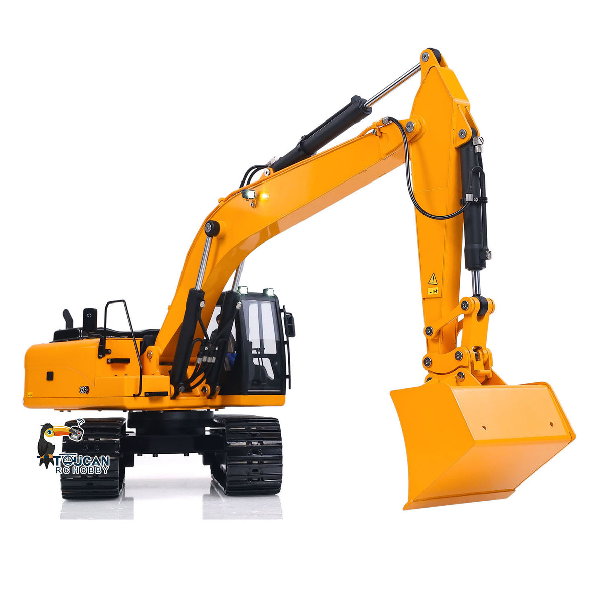 TOUCAN RC HOBBY Fast Free Shipping Metal 1/12 Hydraulic Remote Control Excavator 323GX 3 Way Valve RC Digger Model Quick Coupler Flysky ST8 Radio Battery