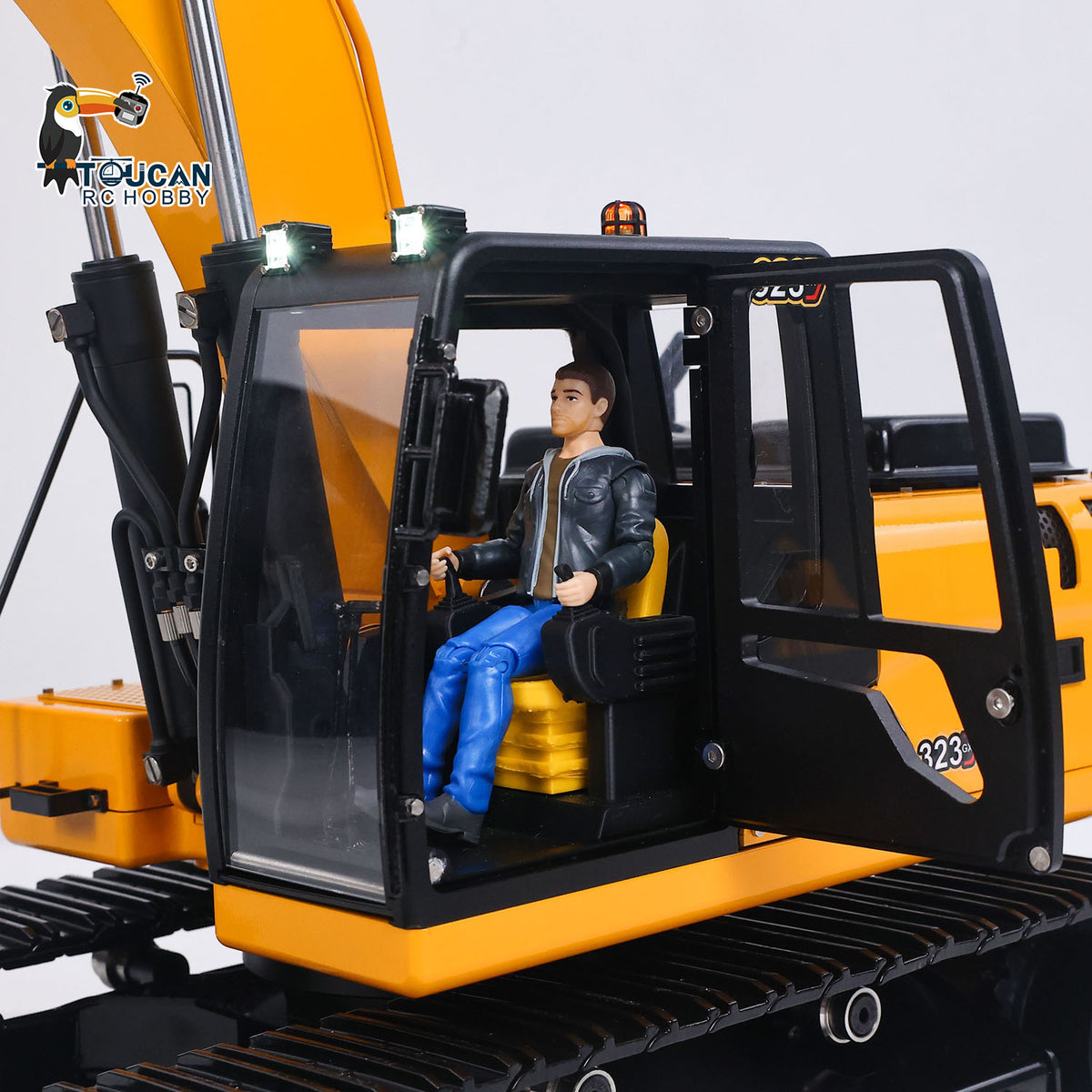 TOUCAN RC HOBBY Fast Free Shipping Metal 1/12 Hydraulic Remote Control Excavator 323GX 3 Way Valve RC Digger Model Quick Coupler Flysky ST8 Radio Battery