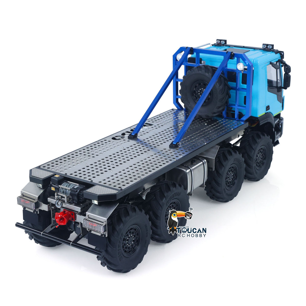 MD 1/14 8x8 Metal RC Rock Crawler Climbing Flatbed Truck 2-Speed Gearbox FlySky ST8 Remote Control Electric Winch Model