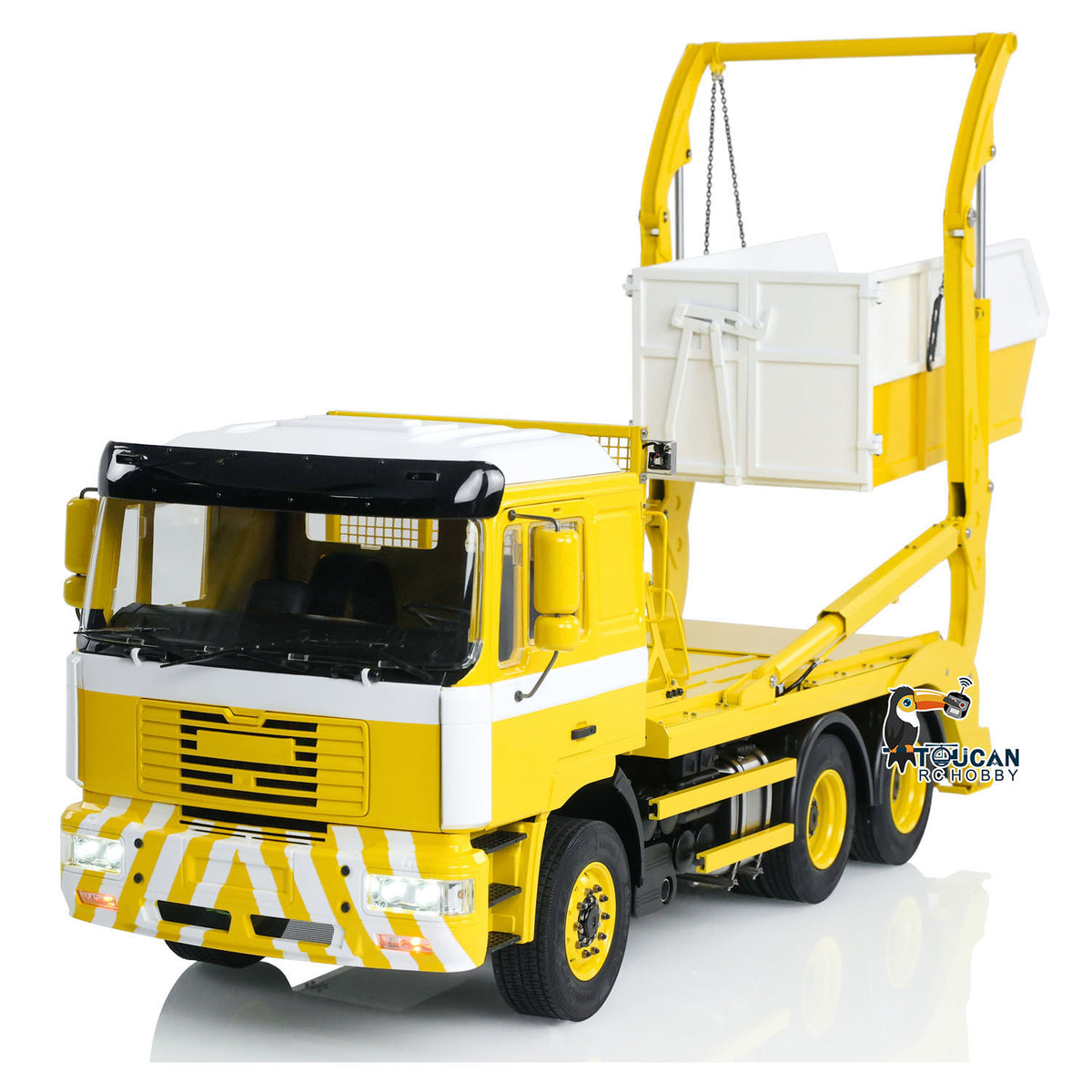 1/14 RC Hydraulischer Absetzkipper VL18U F2000 Metall-Schwingarm Beladenes Muldenkipper-Modell 4-Wege-Umkehrventil 2-Gang-Getriebe Ton Licht