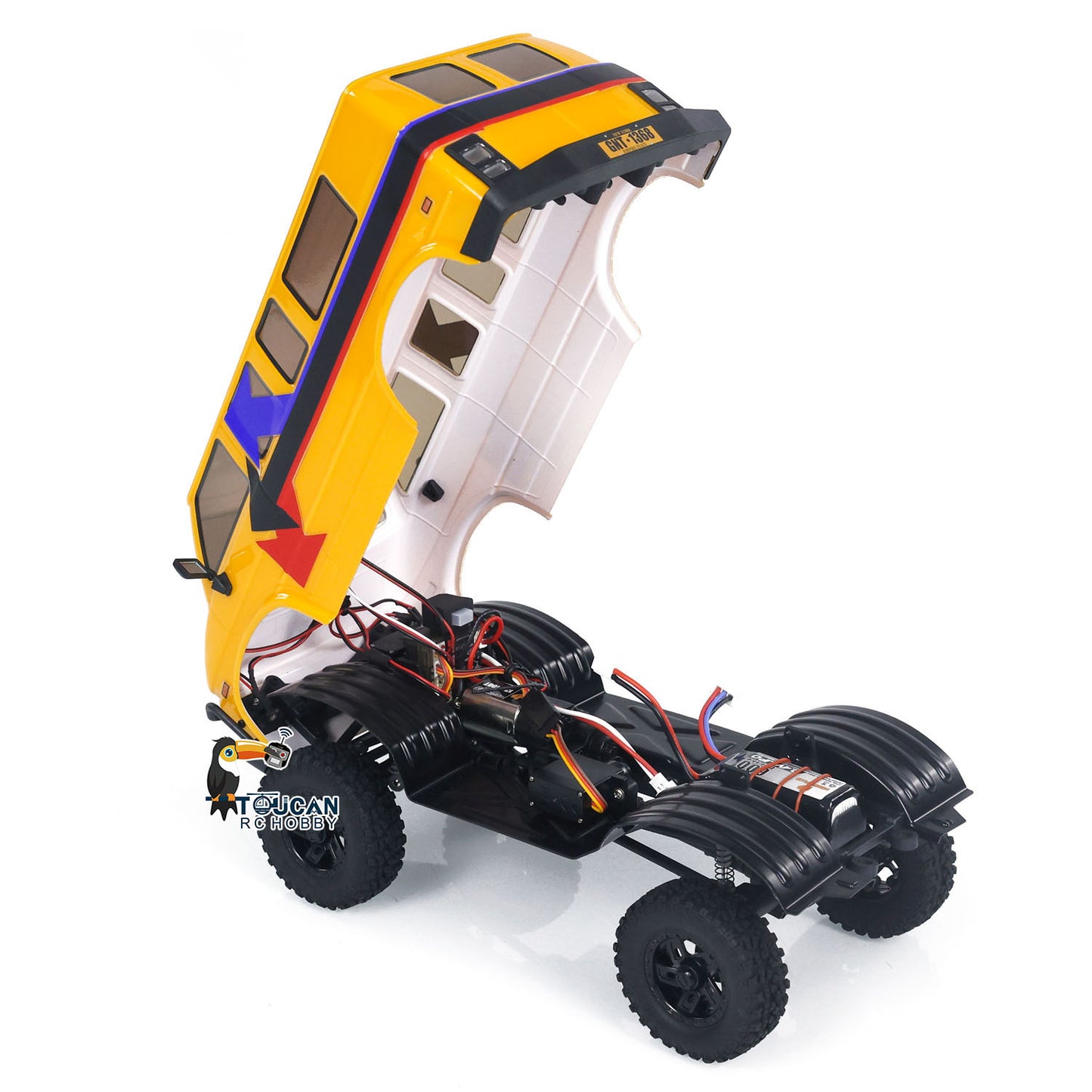 Hobby Plus 1/18 RTR RC Crawler Car 4WD Ferngesteuertes Geländewagenmodell mit Motor Servo ESC Licht 2-Gang-Getriebe