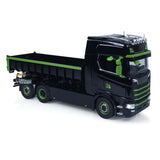 6x6 1/14 Hydraulic RC Dumper Car Metal Roll-Off Full Dump Truck Rear Axle Lifting with 3-speed Transmission Light Sound System