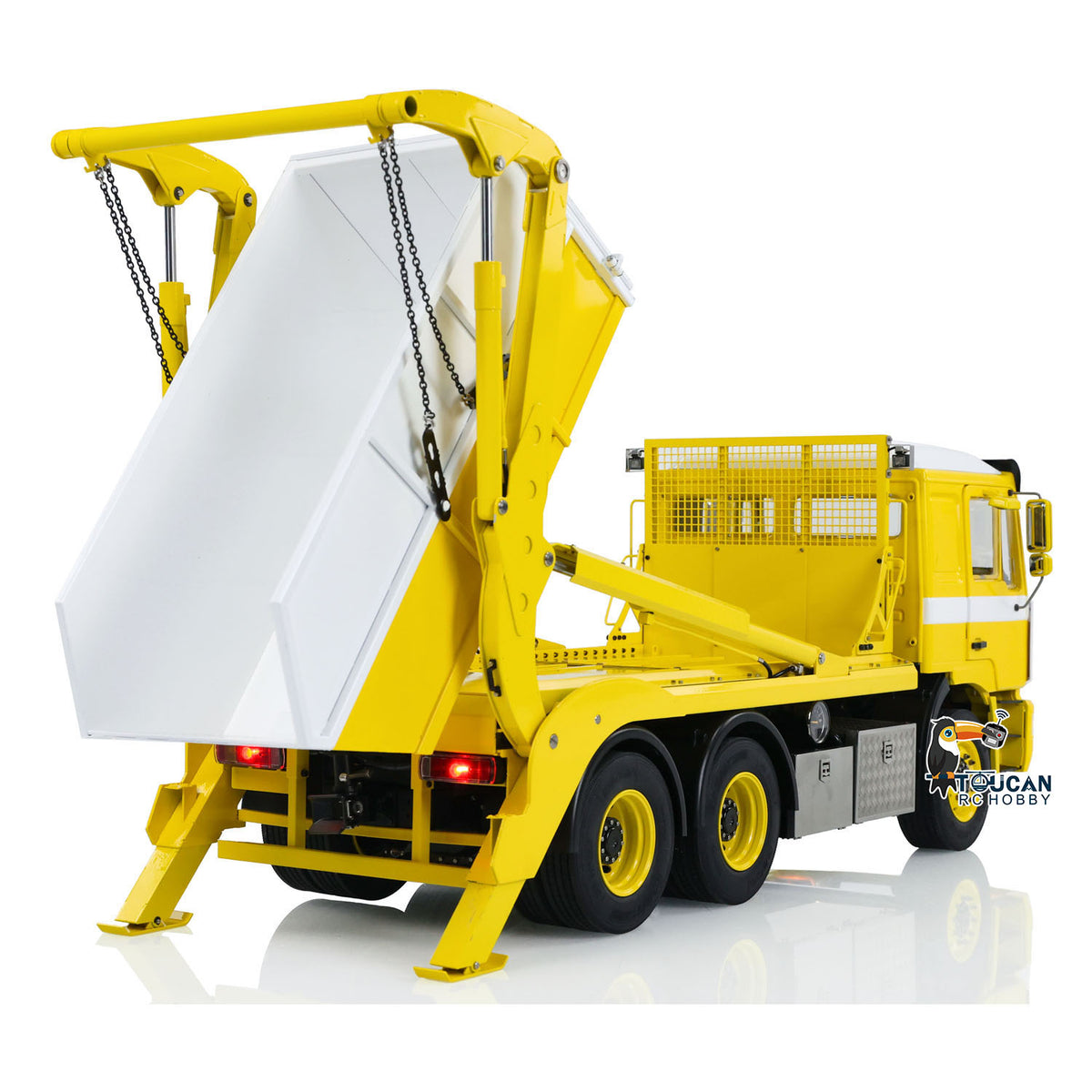 1/14 RC Hydraulischer Absetzkipper VL18U F2000 Metall-Schwingarm Beladenes Muldenkipper-Modell 4-Wege-Umkehrventil 2-Gang-Getriebe Ton Licht