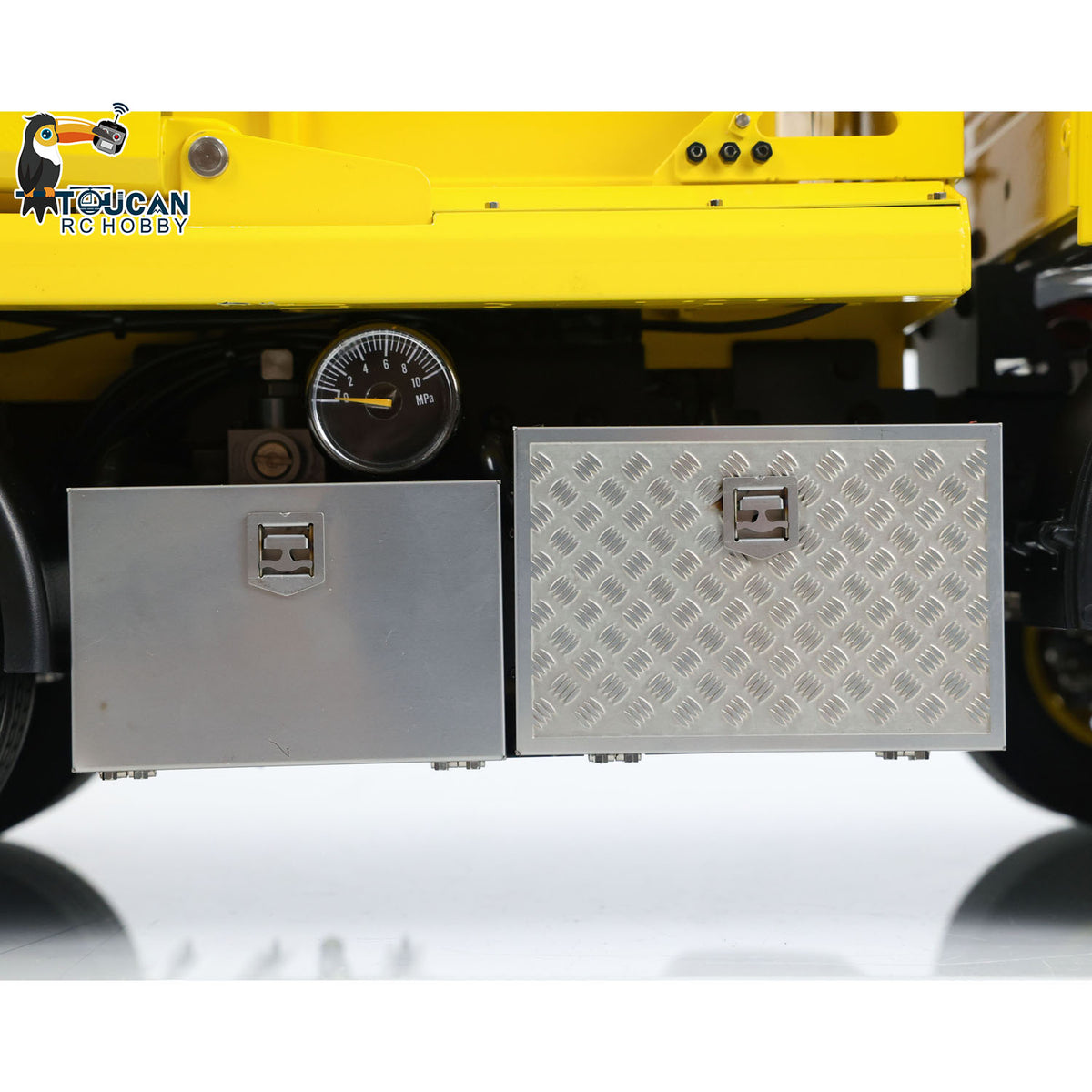 1/14 RC Hydraulischer Absetzkipper VL18U F2000 Metall-Schwingarm Beladenes Muldenkipper-Modell 4-Wege-Umkehrventil 2-Gang-Getriebe Ton Licht