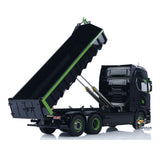 6x6 1/14 Hydraulic RC Dumper Car Metal Roll-Off Full Dump Truck Rear Axle Lifting with 3-speed Transmission Light Sound System