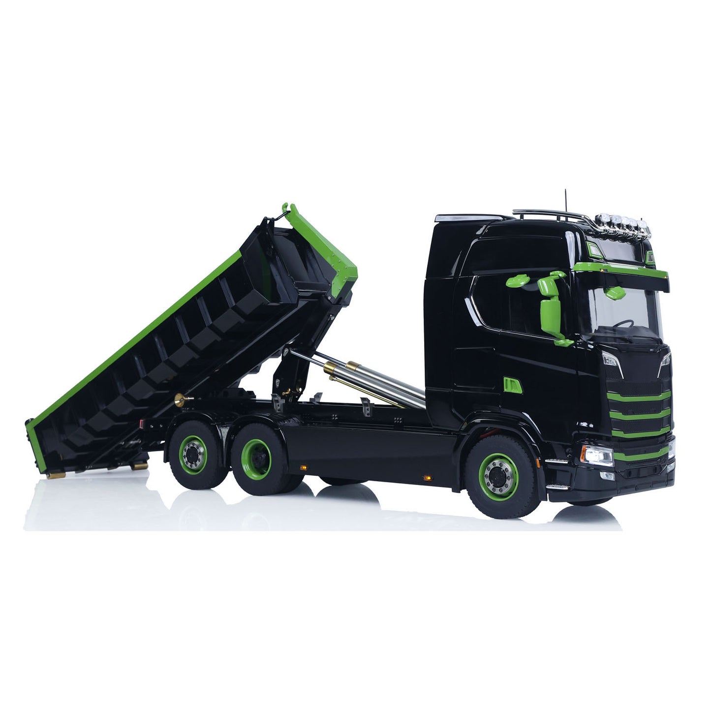 6x6 1/14 Hydraulischer RC-Muldenkipper aus Metall, Abrollkipper mit voller Hinterachse und 3-Gang-Getriebe, Licht- und Soundsystem 