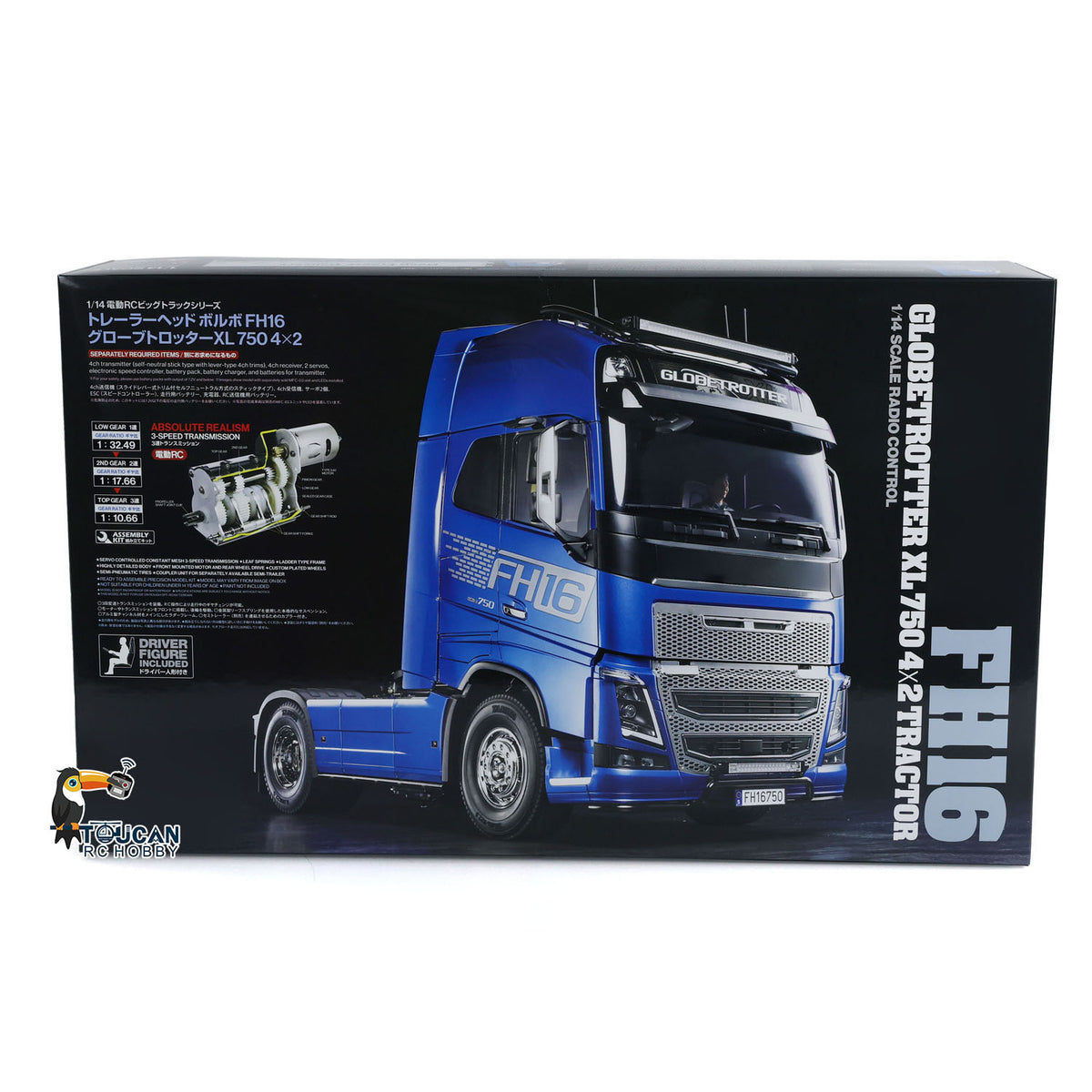 4x2 1/14 RC Sattelzugmaschine 56375 FH16 XL750 3-Gang-Fernbedienungsauto-Modellbausatz Unmontiert Lackiert Sound-Licht-System