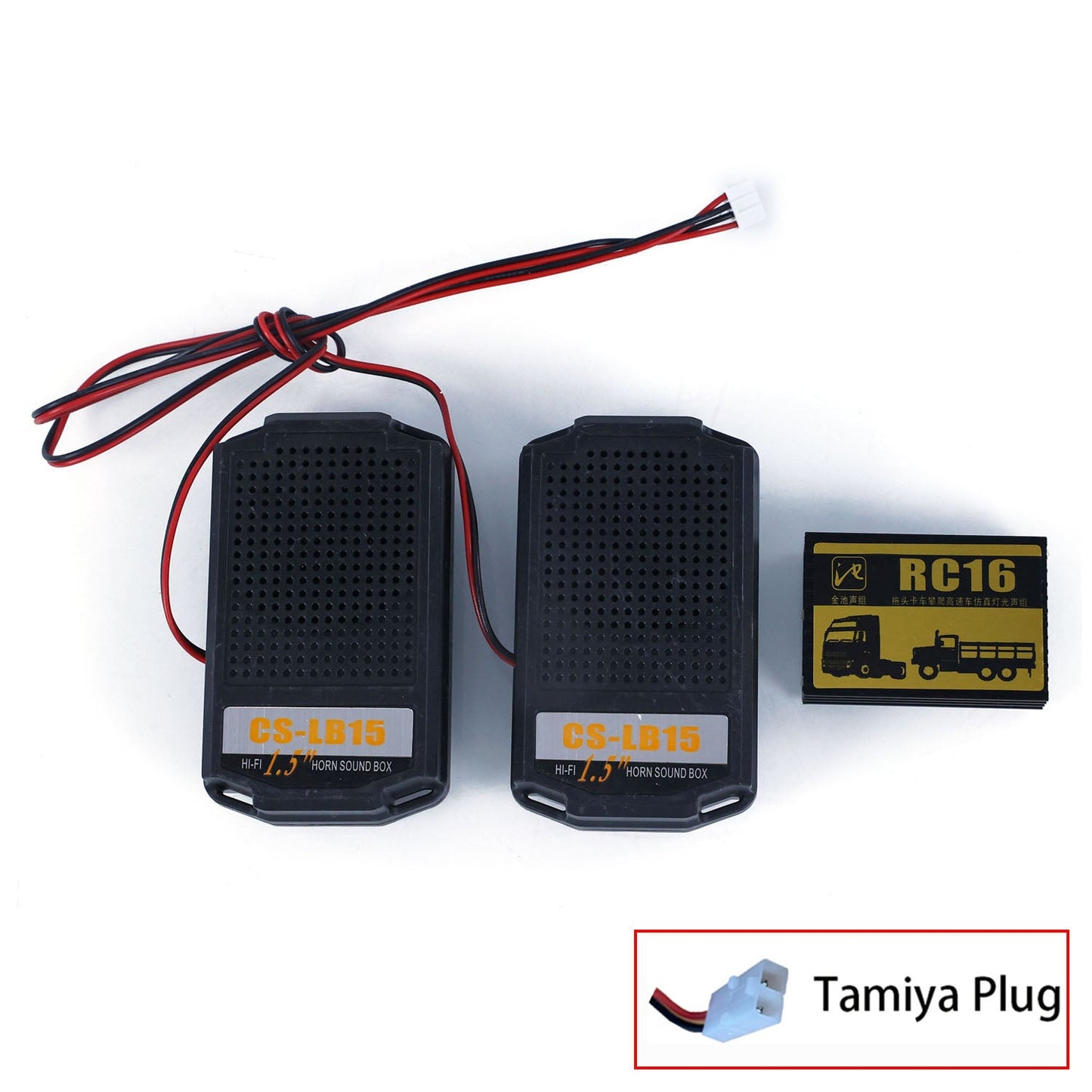 IN Stock CS RC16 LED Light Sound System Set 2PCS 1.5 Inches Speakers for 1/14 RC Tractor Trucks Crawler Off-road Vehicle DIY Parts