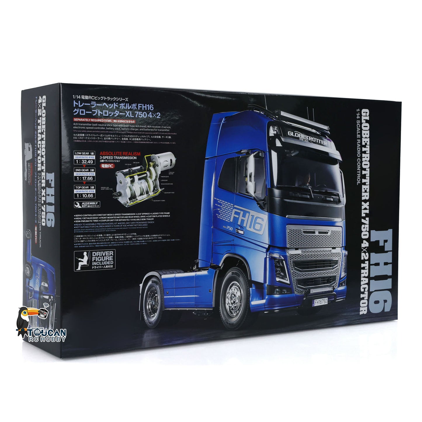 4x2 1/14 RC Sattelzugmaschine 56375 FH16 XL750 3-Gang-Fernbedienungsauto-Modellbausatz Unmontiert Lackiert Sound-Licht-System