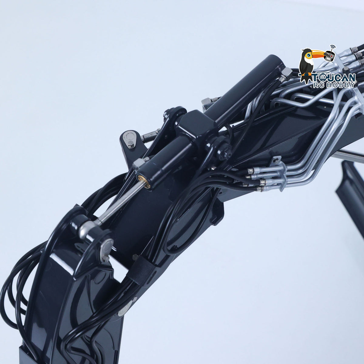 TOUCAN RC HOBBY PROMOTION LESU Metal 1/14 Hydraulic 4 Arms RC Excavator MC15 Remote Control Digger Model 15MC 9 Ways Valve Dual Pumps Quick Coupler