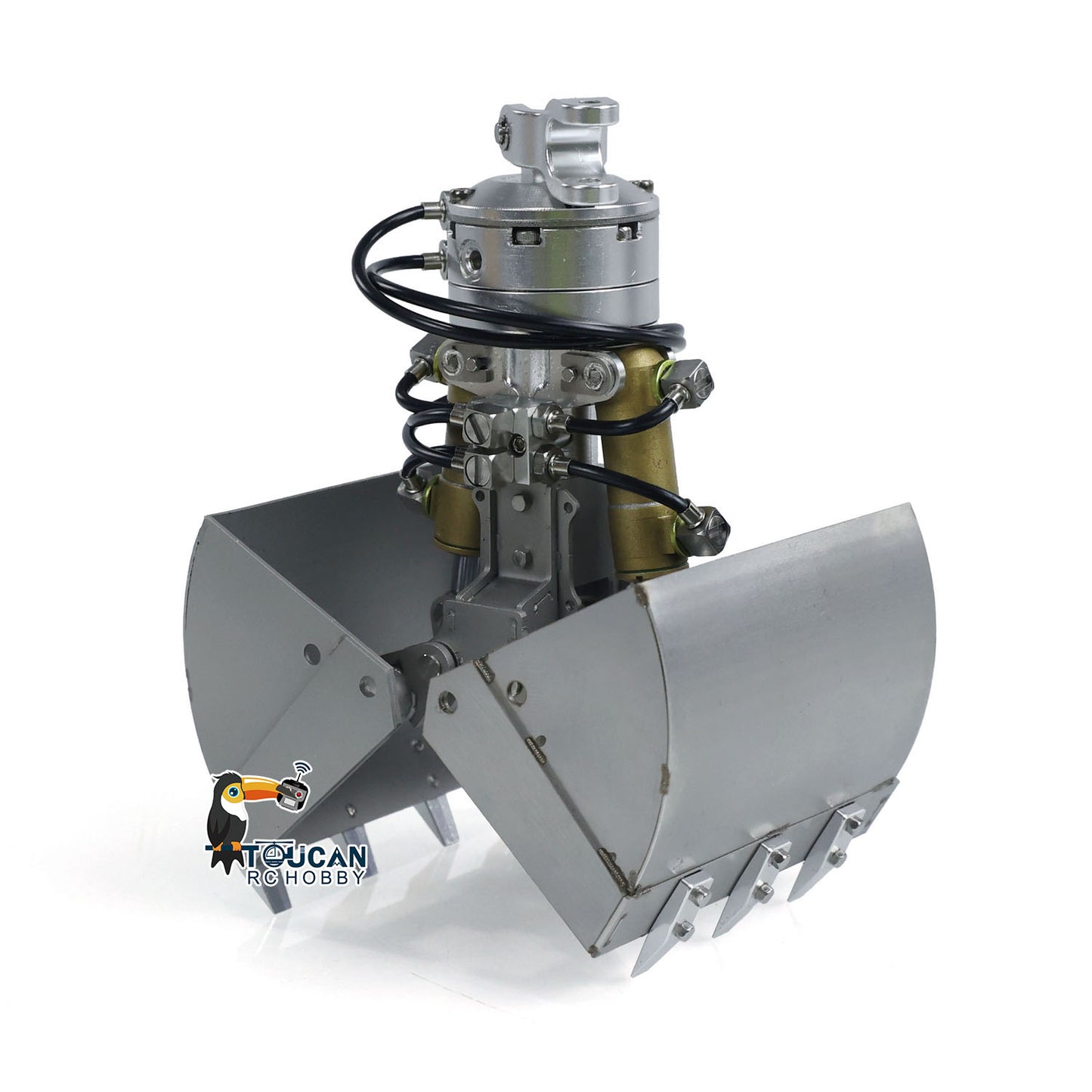 Hydraulische Zweischalengreiferschaufel aus Metall für 1/14 RC-Krankipper-Auto-Muldenkipper-Modell, zusammengebautes Simulationsfahrzeug, Hobby-Modell, DIY-Teile