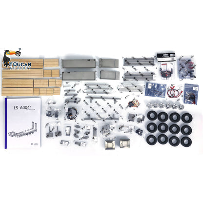 TOUCAN RC HOBBY LESU A0041 1/14 Metal Trailer Hydraulic Lifting Tailboard with Landing Legs 3 Axles Chassis for RC Tractor Truck DIY Construction Model