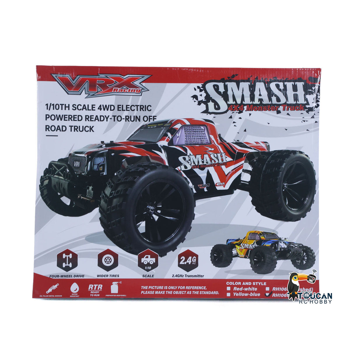 PVC-Schale VRX RH1066 1/10 Fernbedienung Off-Road-Auto RC Elektro Monster Truck 45A ESC 3650 Bürstenloser Motor Stoßdämpfer